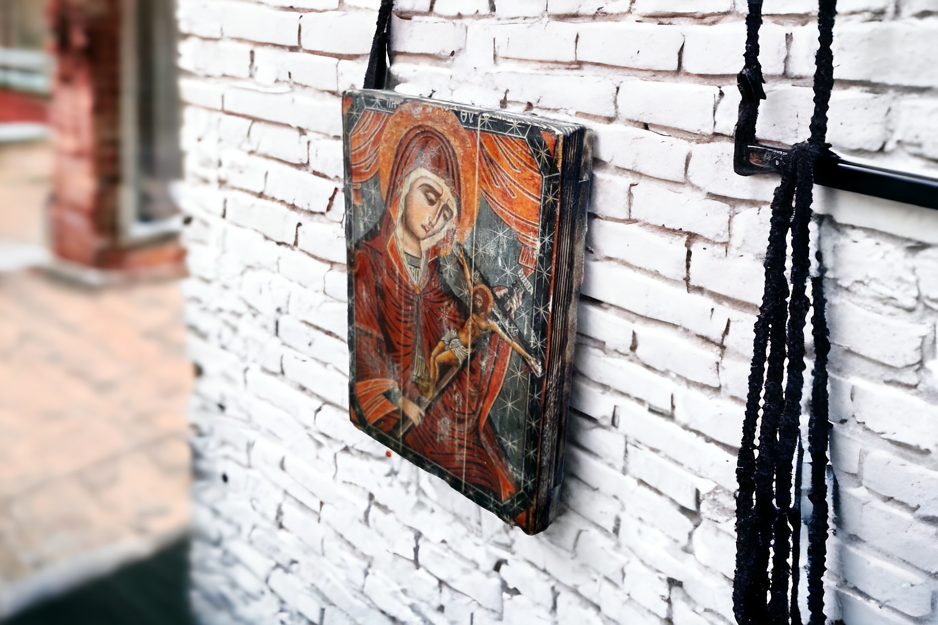 Virgin Mary icon 2  Russian Religious Symbol, Antique Russian wood board