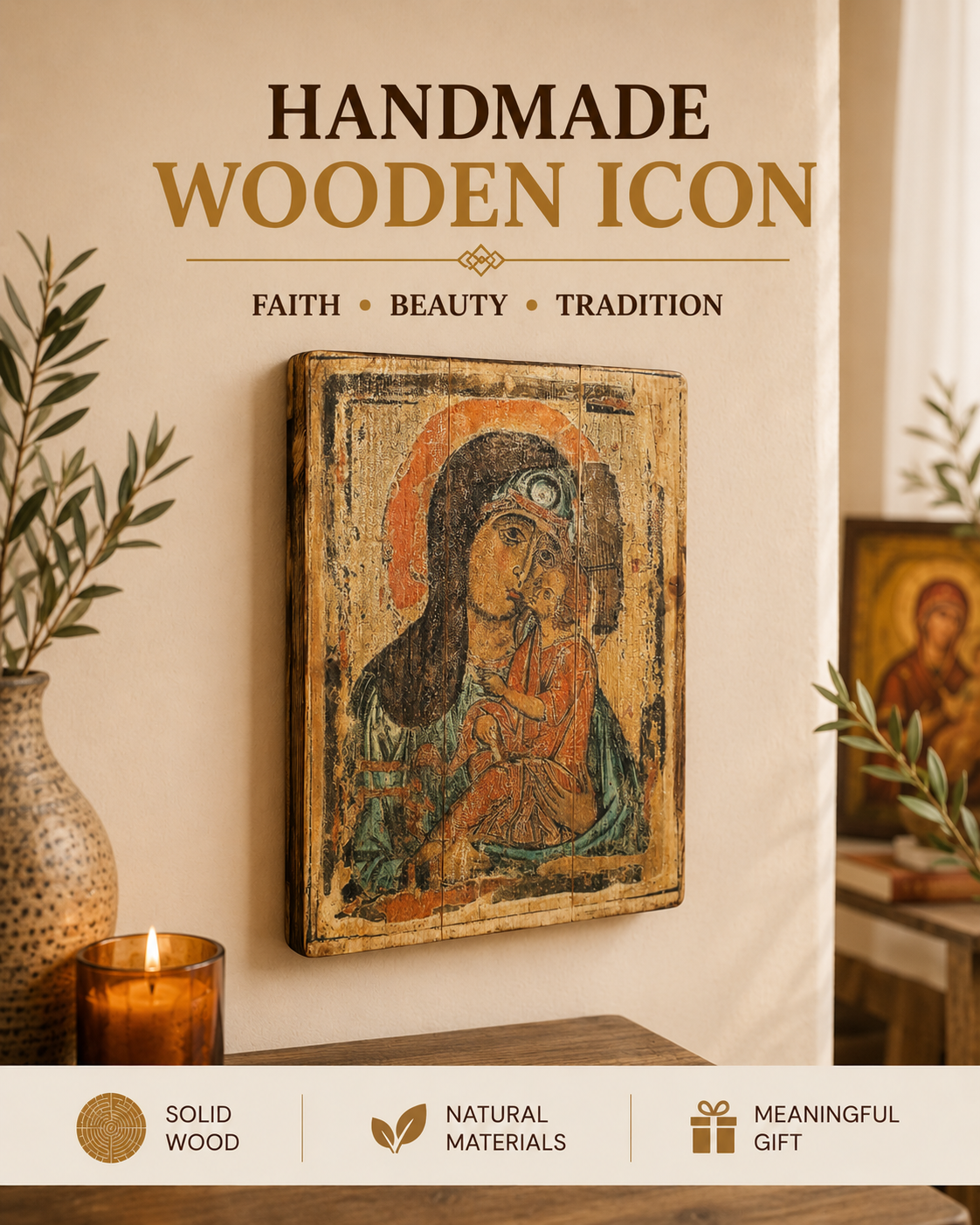 Virgin Mary Icon 1 Antique Russian wood board, Russian Orthodox Icons
