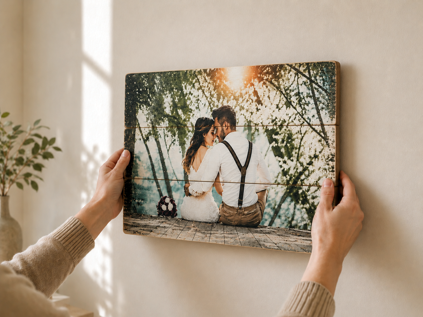 Wood photo block, Personalised photo gift